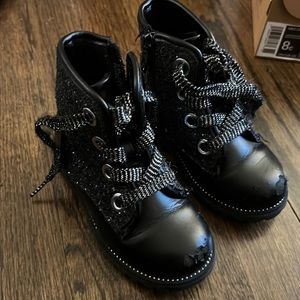Size 7 - Olive & Eddie Sparkle Black Lace Up Boots